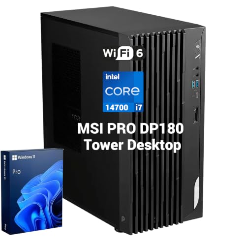 Image of msi PRO DP180 Business Tower Desktop Computer, Intel 20-Core i7-14700 | 16GB RAM, 512GB SSD, HDMI, Wi-Fi 6, DisplayPort, RJ-45, Built-in SD Card Reader, Windows 11 Pro