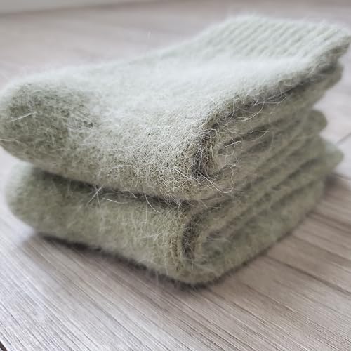 Image of 2 Pairs Plain Fuzzy Fluffy Angora Wool winter warm and soft women's socks, Christmas gift