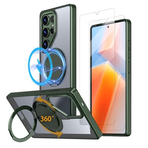 HCXLYP Samsung Galaxy S25 Ultra P[X MagSafeΉ @\360x]X^h cΉ O N52}Olbg CX[dΉ ČRMILKi ϏՌ MNV[ S25 Eg P[X AWX