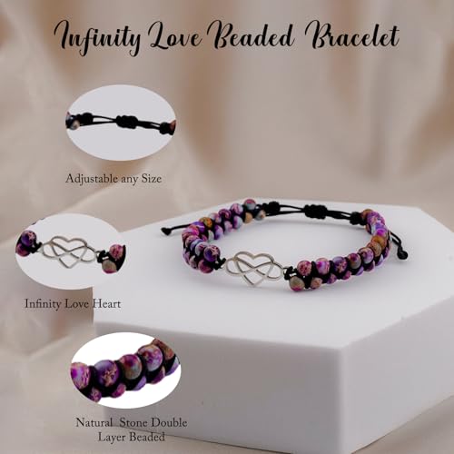 ziella To My Granddaughter/Daughter/Mom/Niece-Infinity Forever Love Heart Bracelet,Adjustable Natural Emperor Stone Beaded Bracelet for Women4