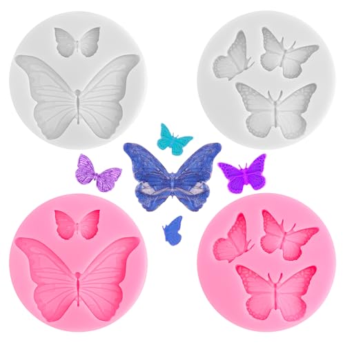 Butterfly Molds 4 Pcs Butterfly Chocolate Molds Mini Silicone Molds for Cake Decorating