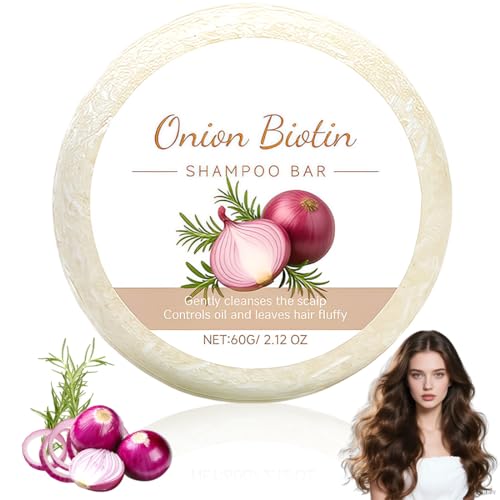 1 Barra de Champú de Cebolla y Biotina, Champú de Romero para Crecimiento del Cabello, Limpieza Profunda para Todo Tipo de Cabello