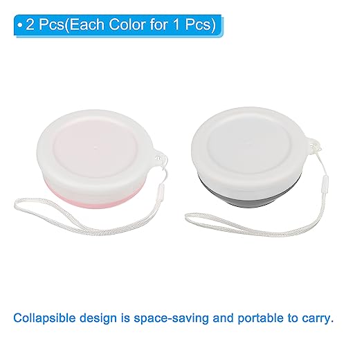 PATIKIL Collapsible Cup, 2 Pack 200mL Travel Folding Cup Silicone Portable Drinking Cup for Camping Hiking Outdoors Gray Pink - Image 3