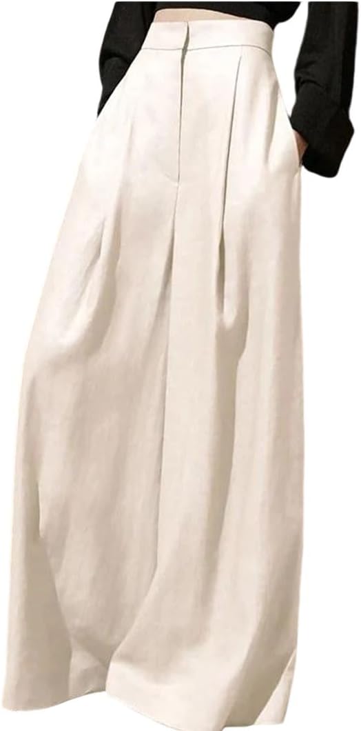 Women Autumn Winter Slimming Bell Bottoms Trousers for Thin Style Draped Legging Pants Pearl White M