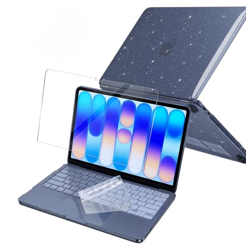 ZOBUU Clear Glitter Case for MacBook Neo 13-inch 2026 A3404, Transparent Starry Hard Shell Cover with Keyboard Cover and Tempered Glass Screen Protector - image 1