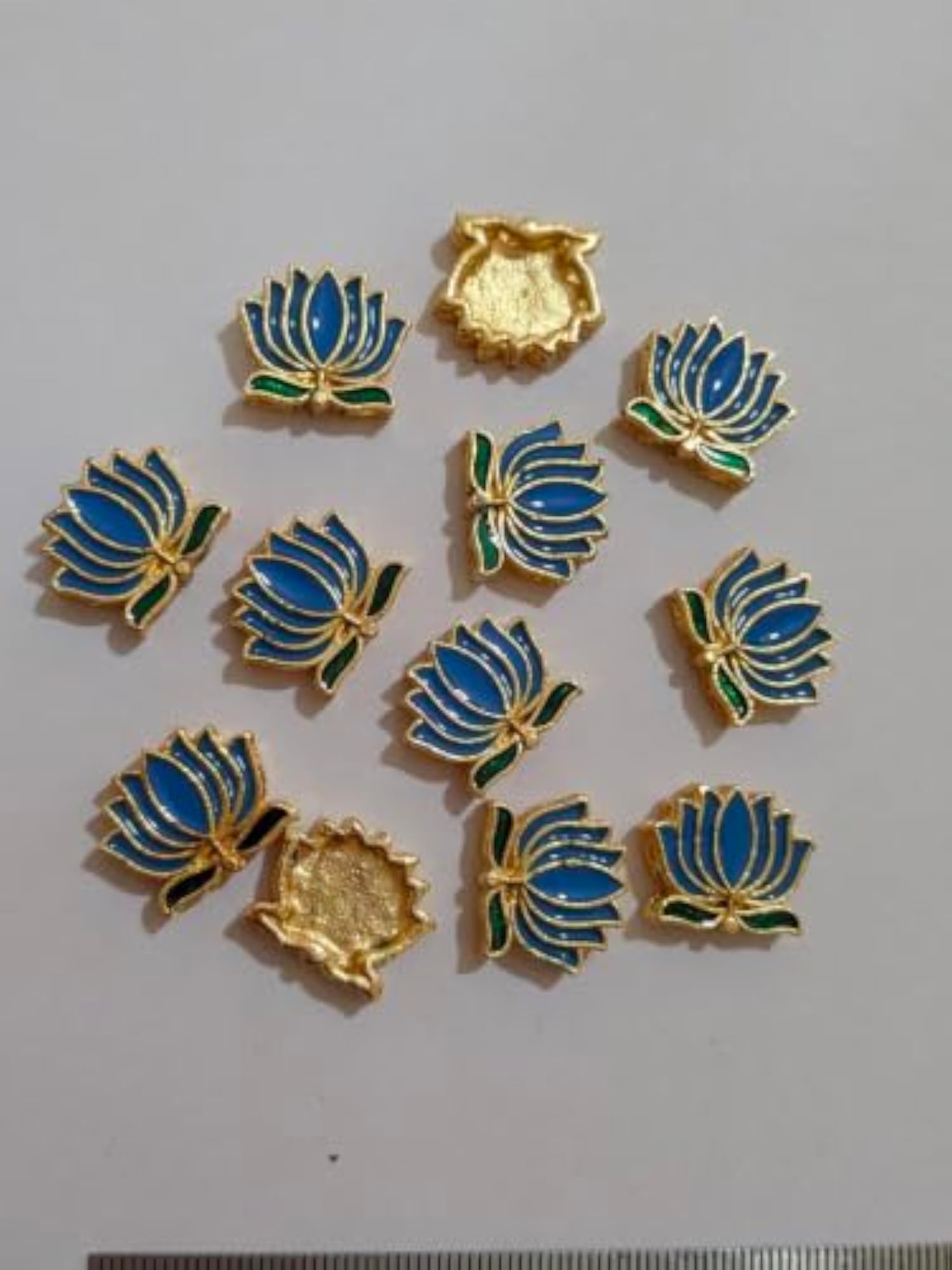 Meenakari Lotus Charms for Jewellery Making, Pack of 12