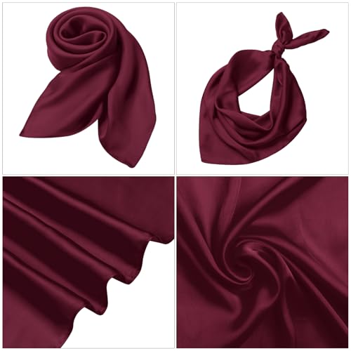 Women Silk Feeling Scarf 27.5'' Solid Color Square Satin Scarf Neck Head Bandana for Halloween Costume Accessories4