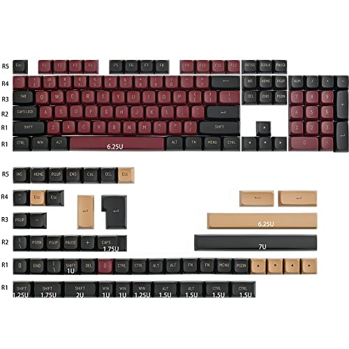 Image of Fogruaden PBT Red Samurai Keycaps, 160 Keycap Set Double Shot Keycaps, CSA Profile, Custom Keycap for Mechanical Keyboard