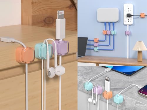 3pcs Organizador Magnético para Cables, Ajustable para Gestión de Cables Bajo el Escritorio, Organizador de Cables para Hogar, Oficina, Auto, Pared y Escritorio, Blanco miniatura 3