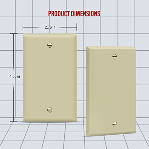 Image of ENERLITES Blank Device Wall Plate, Gloss Finish, Standard Size 1-Gang 4.50 inch x 2.76 inch, Polycarbonate Thermoplastic, 8801-I, Ivory (Pack of 2)
