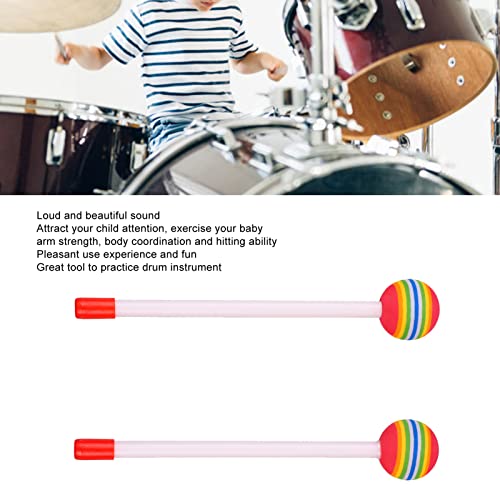 2 baquetas para niños, baquetas de batería coloridas con cabeza suave de EVA, accesorios para instrumentos musicales para práctica rítmica y uso en aulas miniatura 2