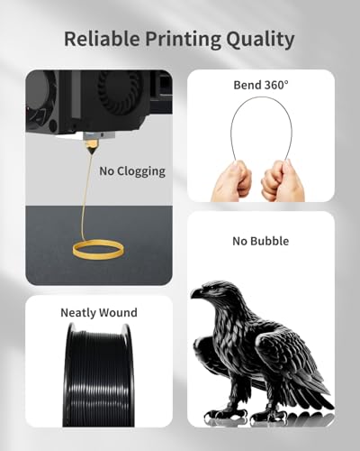 Image of Silk PLA Filament 1.75mm, Metallic Shiny Black 3D Printer Filament, 1kg Spool (2.2lbs), Dimensional Accuracy + /- 0.02 mm, Vacuum Packaging