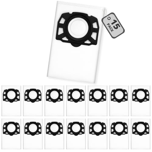 15 bolsas de aspiradora para Kärcher WD4 WD5 WD6 bolsas de filtro de fieltro compatibles con Kärcher KFI 487, MV4 MV5 MV6, aspiradora en seco y húmedo para Kärcher 2.863-006.0