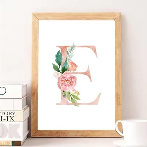 Cadre prénom personnalisé bébé fille avec affiche fleurs et peinture sur toile