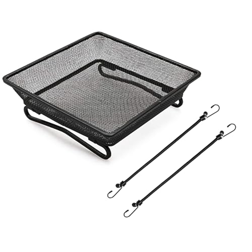 8 x 8 Railing Bird Feeder Tray for Balcony/Deck/Porch Platform Bird Seed Tray with 2 Elastic Rope Ground Mesh for Garden Backyard Outside Wild Birds or Squirrels