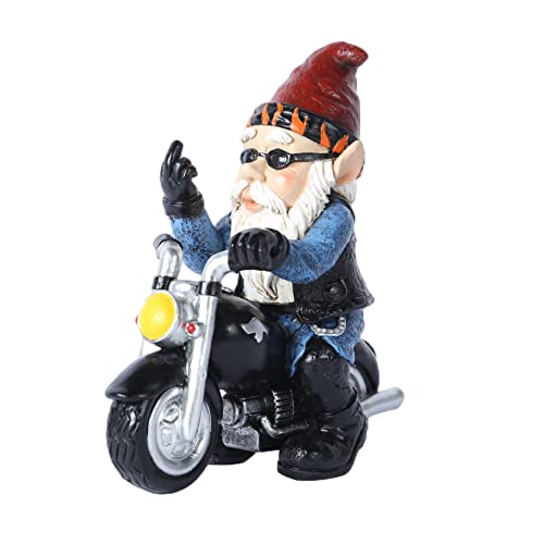Rinpox Motorcycle Dwarf - Durable Resin Gnome Figurines Handmade Gnomes Garden Sculpture Ornament Gift Easy To Place Suitable For Home,Office,Garden #TOP1