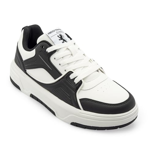 Image of Red Tape Men's Sneakers Black White Pu Round Toe Lace-Up