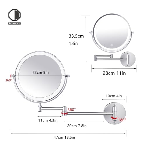 Espejo para maquillaje con luz recargable y brazo giratorio miniatura 3