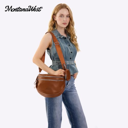 Montana West Crossbody Bum Bag for Women, Soft PU Leather Double Zip Purse by Montana West - Used condition - Image 7