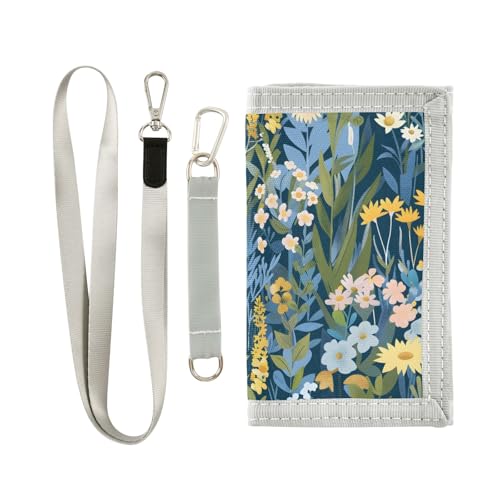 ALAZA Kids Wallets for Boys Girls Toddler Trifold Wallet Children Small Floral Field Garden with Zipper Coin Pocket