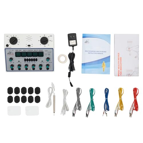 Subiudzzh KWD808-I 110V Electric Acupuncture Stimulator Machine, 6-Output Pulse Massager, 500-1060hpa Electric Impulse Acupuncture Therapy Device for Detection of Human Acupoints White
