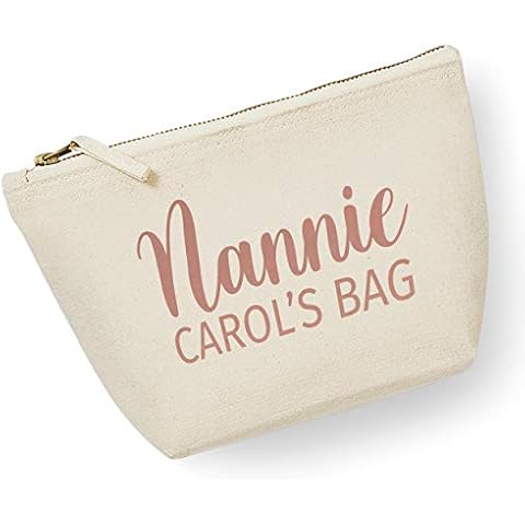 Womens Nanny Custom Makeup Bag - Personalised Mothers Day Gifts for Nanny - Grandparent, Natural, M Cover