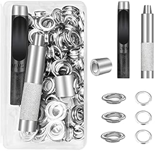 1/2 Inch Grommet Kit, Grommet Tool Kit, 100 Sets Grommets Eyelets, Grommet Setting Tool, Metal Grommets with 3 Pieces Install Tool and Storage Box for Fabric Leather Shoes Bag Clothes Canvas Belt
