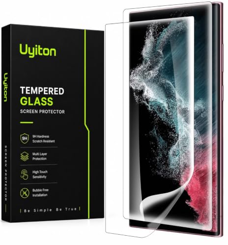 Image of Uyiton 2 Pack Screen Protector for Samsung Galaxy S22 Ultra (6.8-inch Curved Display) | HD Clear Flexible Film | Bubble-Free Easy Installation | Scratch Resistant | Case Friendly