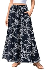 Skirt-navy Blue Carving Fl