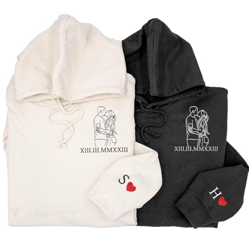 GABITA Custom Embroidered Mr & Mrs Sweatshirt Hoodie, embroidered with roman numerals, Anniversary, Wedding For Wife, Husband