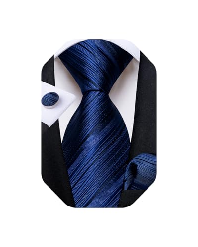 Image of DiBanGu Mens Solid Color Tie and Pocket Square Set Woven Silk Plain Necktie & Handkerchief for Men Wedding Party Formal