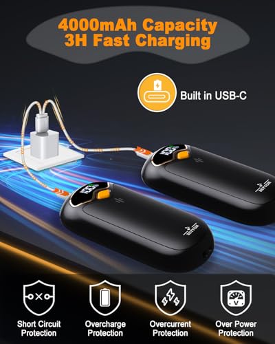 Hand Warmers Rechargeable - Electric Hand Warmer Rechargeable 2 Pack, LED Digital Display, 4 Heat Levels Reusable, USB-C, Magnetic Portable Handwarmers for Golf/Camping/Hunting, Gift for Women, Men image 4