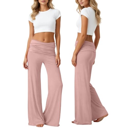 Pantalon yoga femme jambe évasée coupe large style décontracté