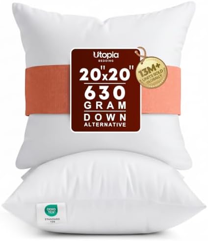 Utopia Bedding 20x20 Pillow Inserts, White Throw Pillows for Couc...