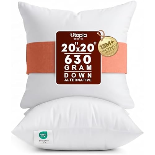 Utopia Bedding 20x20 Pillow Inserts, White Throw Pillows for Couch, 2 Pack