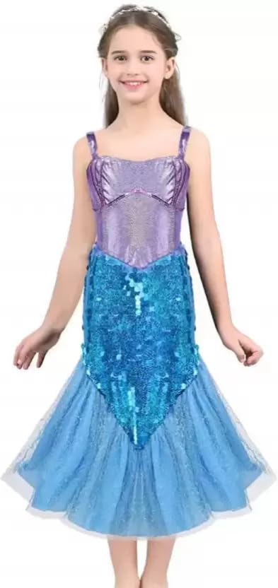 macare Mermaid Dress for Baby Girl, Cosplay Princess Costume Suit Set, Kids Role Play Dress Up Birthday Party Halloween Mermaid Dress for Girls (6-7 Years) (B0D45MFPCH) Amazon Price History, Amazon Price Tracker