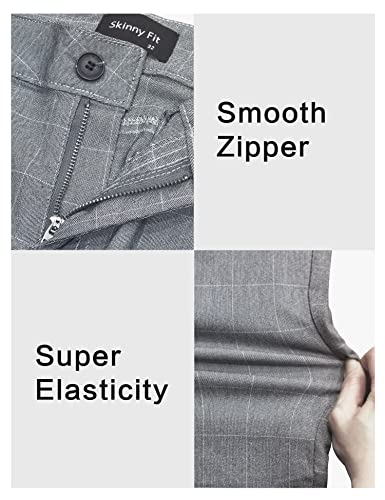 Gingtto Mens Chinos Pants Slim Fit Stretch Plaid Casual Pants Men Tapered Grey Check 28 #TOP5