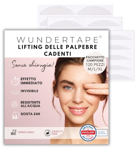 WUNDERTAPE Strisce adesive per lifting delle palpebre senza chirurgia (impermeabile, invisibile, tenuta 24 ore, strisce per palpebre invisibili (M+L+XL)