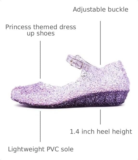 Image of techcity Princess Girls Sandals Dress Up Dance Party Cosplay Jelly Shoes for Kids Toddler Mary Janes