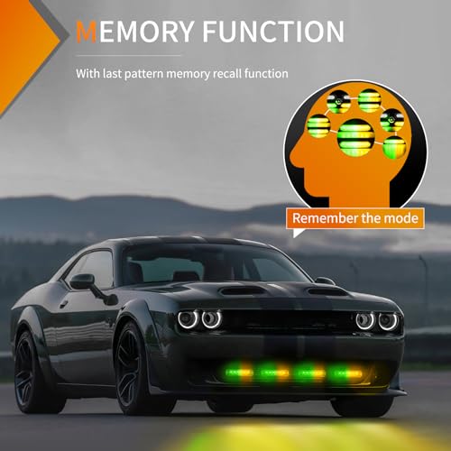 Image of Nilight 6LED Amber Green Emergency Strobe lights Sync Feature Surface Mount | 12V 24V Grille Flashing Warning Hazard Light Ultra Slim for Cars Trucks Van Off Road Vehicles SUV 4PCS