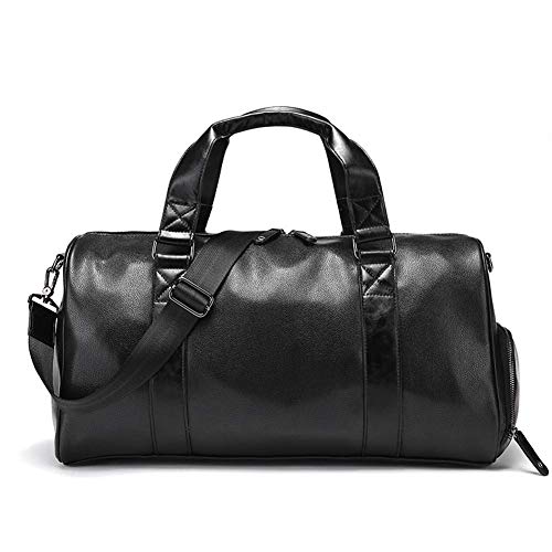 Hemfv Leather Travel Weekender Overnight Gym Sports Luggage Tote Gym Bag For Men & Women Leather Sports Gym Bag Black #TOP6