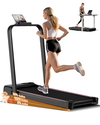 UMAY Cinta de Correr Plegable con Inclinación, Walking Pad,Amortiguación y Motor Silencioso de 2,5CV Cinta de Andar Plegable, 136 KG
