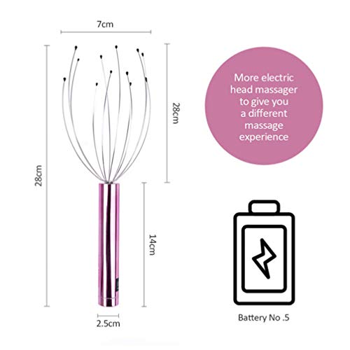 Healifty Head Massage Tingler Scalp Massager Scratcher Electric Gripper Claw Head Spa For Deep Relaxation Hair Stimulation For Women Men Without Battery Rosy #TOP2