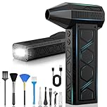 Dépoussiéreur électrique avec lampe de poche, ventilateur turbo à air comprimé 180 000 tr/min (10 000 mAh), ventilateur à jet multifonction, souffleur d'air électrique avec éclairage assisté