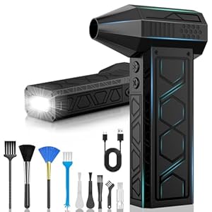 Plumero de aire eléctrico con linterna, 180000RPM soplador de aire comprimido Turbo ventilador (10000 mAh), ventilador de chorro multiusos, soplador de aire eléctrico con iluminación asistida
