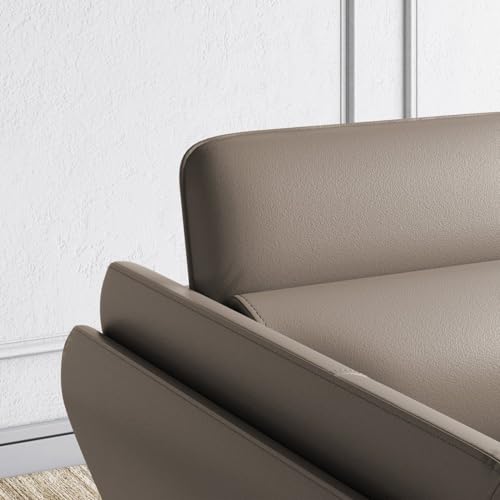Image of LEGACY OF COMFORT Marcello Faux Leather 2-Seater Sofa - Elegant Seating Solution for Living Rooms, Hotels, and Offices (Light Brown)