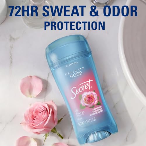 Image of Secret Fresh Antiperspirant Deodorant for Women, 72hr Breathable Sweat & Odor Protection, Instant Freshness & Gentle, PH Balancing Minerals, Clear Gel, Delicate Rose Scent, 2.6 oz (Pack of 2)