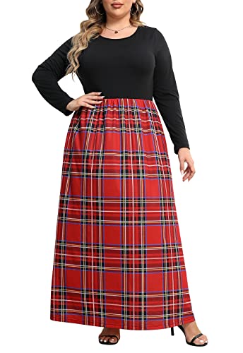 Image of Nemidor Women Plus Size Casual Maxi Dress Long Fall Pockets