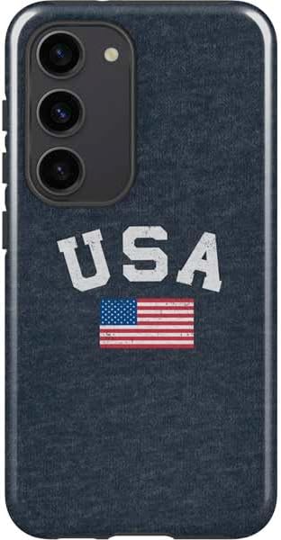 Skinit Pro Phone Case Compatible with Galaxy S23 - American Flag Distressed Design