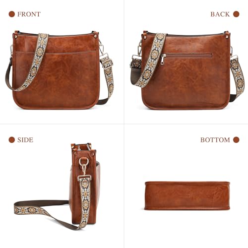 Image of UBAYMAX Leather Crossbody Purses for Women, Trendy Vegan Crossbody Bags Hobo Purses Bag Shoulder With Adjustable Guitar Strap